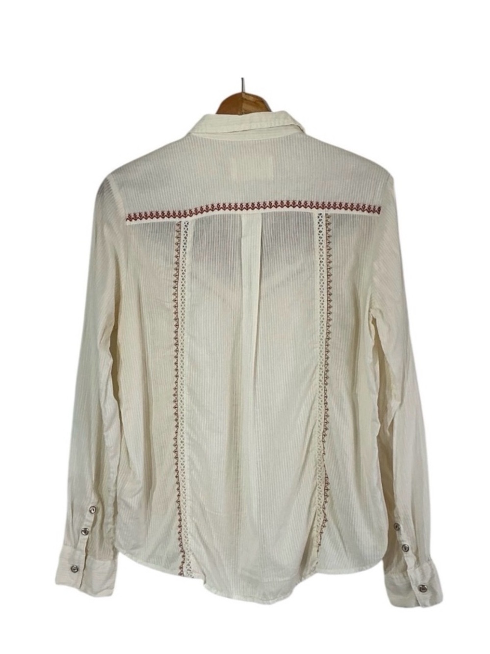 HOLDING HORSES Cream Button-Down Blouse with Rust Embroidery - Picture 4 of 7